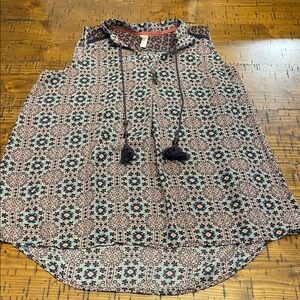 Xhilaration Floral Patterned Top with Orange Accents